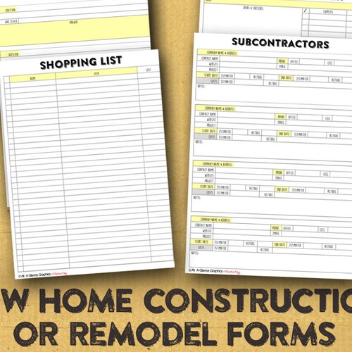 New Home Building Organizer New Home Construction Forms - Etsy