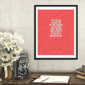 Pretty Dressed on You gedicht art print, kunst aan de muur poëzie, typografie kunst print, poëzie kunst print, romantisch cadeau, cadeau vrouw, cadeau vriendin,
