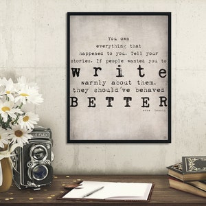 Tell Your Stories quote, Writer gift,  Anne Lamott quote, office decor, writing quote, motivational quote, printable wall art, journal gift