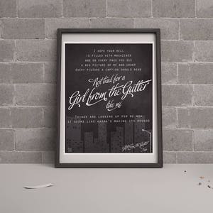 Girl From the Gutter song print, Kina art print, Motivating art print, Success art print, Karma art print, Music art print, Lyric art print