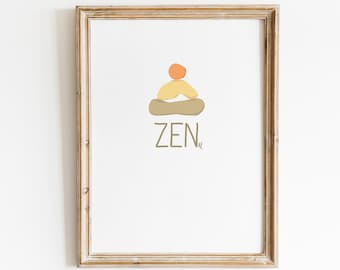 Zen AF wall art, Yoga wall art, Funny quote art print, Meditation gift, Yoga gift, Motivation art print, Positivity art print