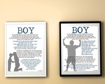 Affiche de paroles de Boy Lee Brice, décoration de chambre de garçon, décoration de chambre de garçon, décoration de musique, art musical, cadeau pour fils