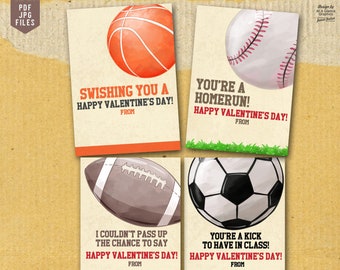 Sports Valentine Cards, Football Valentines, Baseball Valentines, Basketball Valentine, Soccer Valentines, DIY Valentines