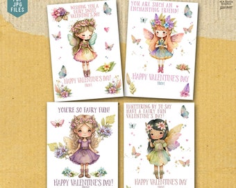 Fairy Valentine Cards, Caucasian Valentines, Magical Valentines, Princess Valentines, DIY Valentines, Unique Valentines