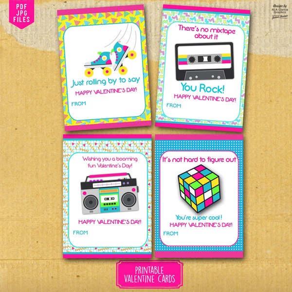 80s theme Valentine Cards, 1980s Valentine, Boom box Valentine Cards, Mix tape Valentine Cards, DIY Valentines, Unique Valentines