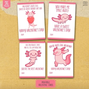 Valentine Cards, Axolotl Valentine Cards, Classroom Valentine Cards,  Cute Valentine Cards, DIY Valentine&#39;s