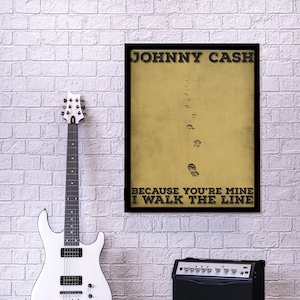 Walk The Line, Johnny Cash, music decor, song decor, music studio decor, country music fan gift,  johnny cash fan gift
