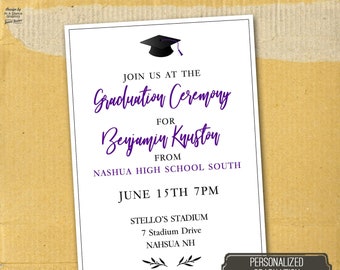 Graduation Announcement, Graduation Invitation, Minamalist Invite, Class of 2022 Announcement, No picture announcement, Senior gift