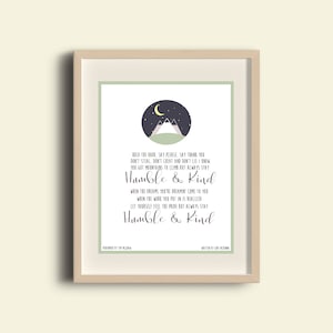Humble and Kind art print, Tim McGraw, music art print, child room art print, nursery art print, country music fan gift, baby shower gift