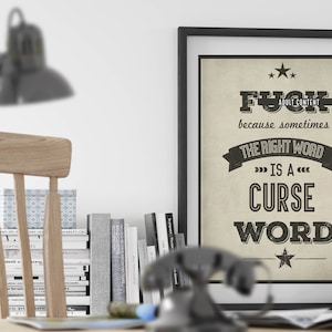 Adult Humor gift, adult humor decor, swearing print, digital Image Poster, eff Word poster, image 1