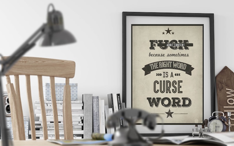 Adult Humor gift, adult humor decor, swearing print, digital Image Poster, eff Word poster, image 1