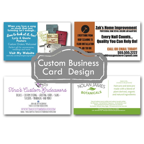 Custom Business Card Design, Small Business branding, Etsy shop branding, small business identity, small business advertising