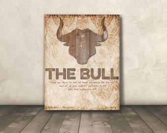 The Bull song art print, Kip Moore fan gift, Bull wall art, Ranch art print, Music wall art, Country music fan gift, Cowboy art print