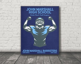 Personalized football poster, College football poster, High School Football Poster, Dorm art print, Football mom gift, Football gift