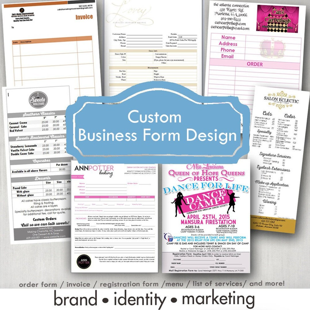 Custom Business Form Design, Order Form Design, Invoice Design, List of