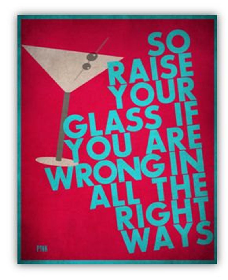 Raise Your Glass Pink DIGITAL IMAGE Typography Poster Etsy