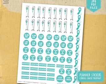 Cervical cancer planner stickers,  Cancer treatment stickers, Caregiver gift, Cancer patient gift, Chemo Sticker teal