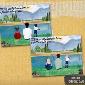 Cartão de felicitações com tema de pesca | Dia dos pais | Família afro-americana | Família caucasiana | Dia dos pais faça você mesmo | Dia dos pais | Cartão de felicitações faça você mesmo
