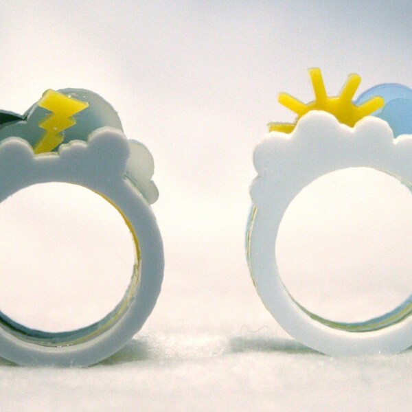 Oh, Happy Day \/ Oh, Crappy Day Ring Set (Medium, Acrylic)