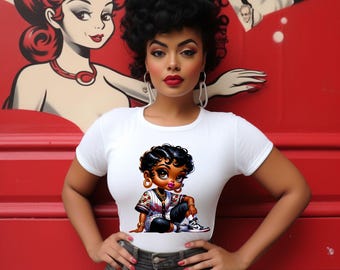 Betty Boop nera glamour PNG, stampa di abbigliamento (download digitale)