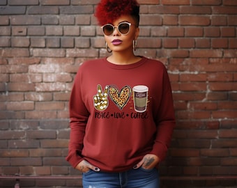 Peace Love Coffee PNG, Design a sublimazione (download digitale)