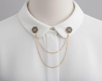 Doppelschicht Kragenbrosche - Vintage-Stil Anstecknadel Schmuck für Männer und Frauen