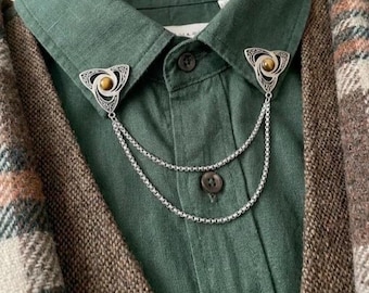 Celtic Triple Knot Collar Chain Pins with Power Stone