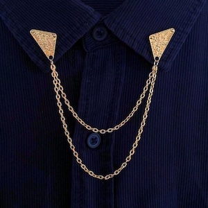 Vintage Style Gold Chain Collar Tip Clip: Elegant Shirt Brooch Pin