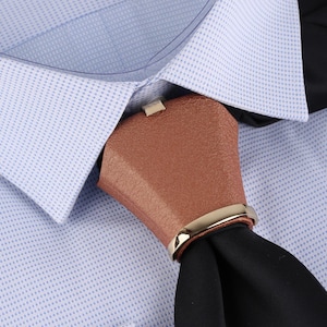 Camel Tie Knot Cover with Gold Accent: Stylish Necktie Clip