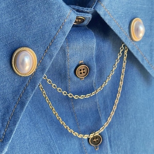 Unique Collar Chain Pins for Women, Gold Chain Collar Brooch, Double Chain Pins for Suits, Casual Pins, Luxury, Rare Find Best Gift for Her