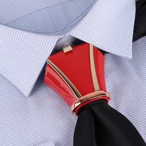 Elegant Red Tie Knot Cover For Men With Gold or Black Details, Unique Necktie Knot Protector For Anniversaries, Meetings, Groomsmen Gifts