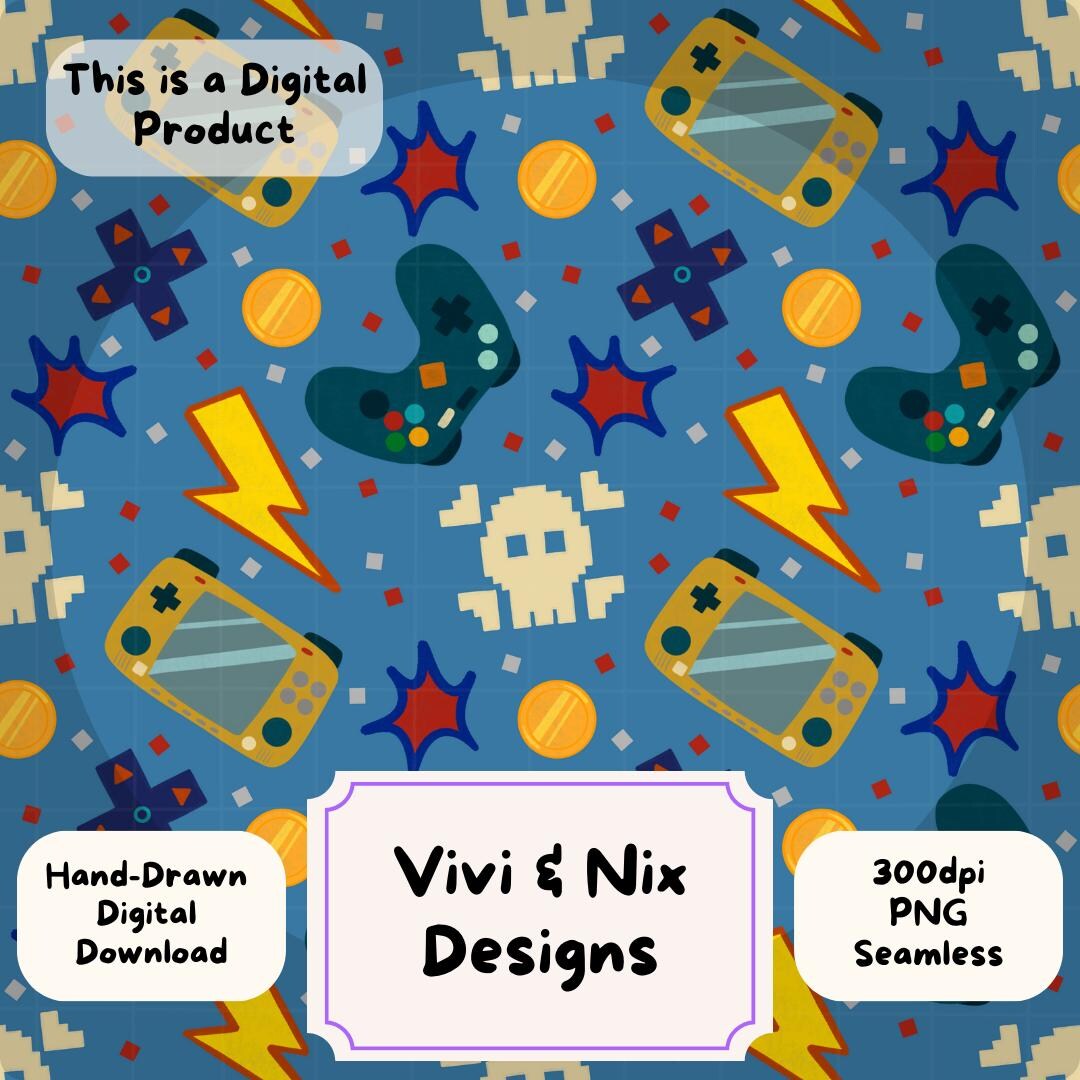 Video Game Seamless Pattern, Gamer Digital Paper, Boys Gaming Print ...