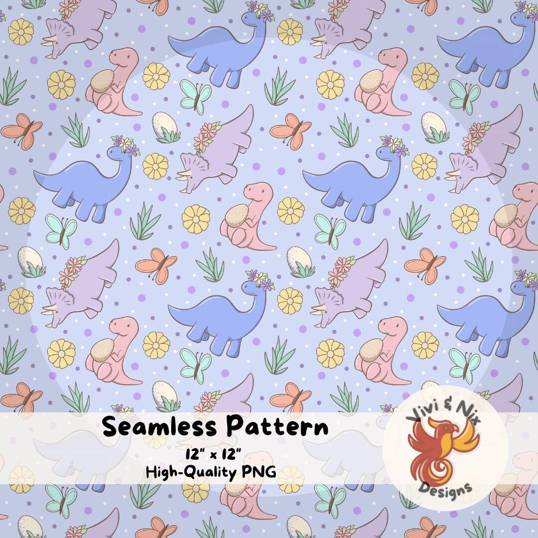Spring Dinosaur Seamless Pattern Cute Pastel Dino Pattern Baby Nursery ...