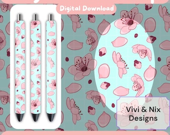 Kirschblüte Pen Wrap Digitaler Download 300dpi Hochwertige Nahtlose Pen Wrap Datei Handgezeichnet Design