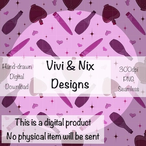 Pink Potion Bottle Seamless Pattern, Magical Digital Download for Sublimation, Scrapbooking, Fabric & DIY Projects, Witchy Pink Aesthetic