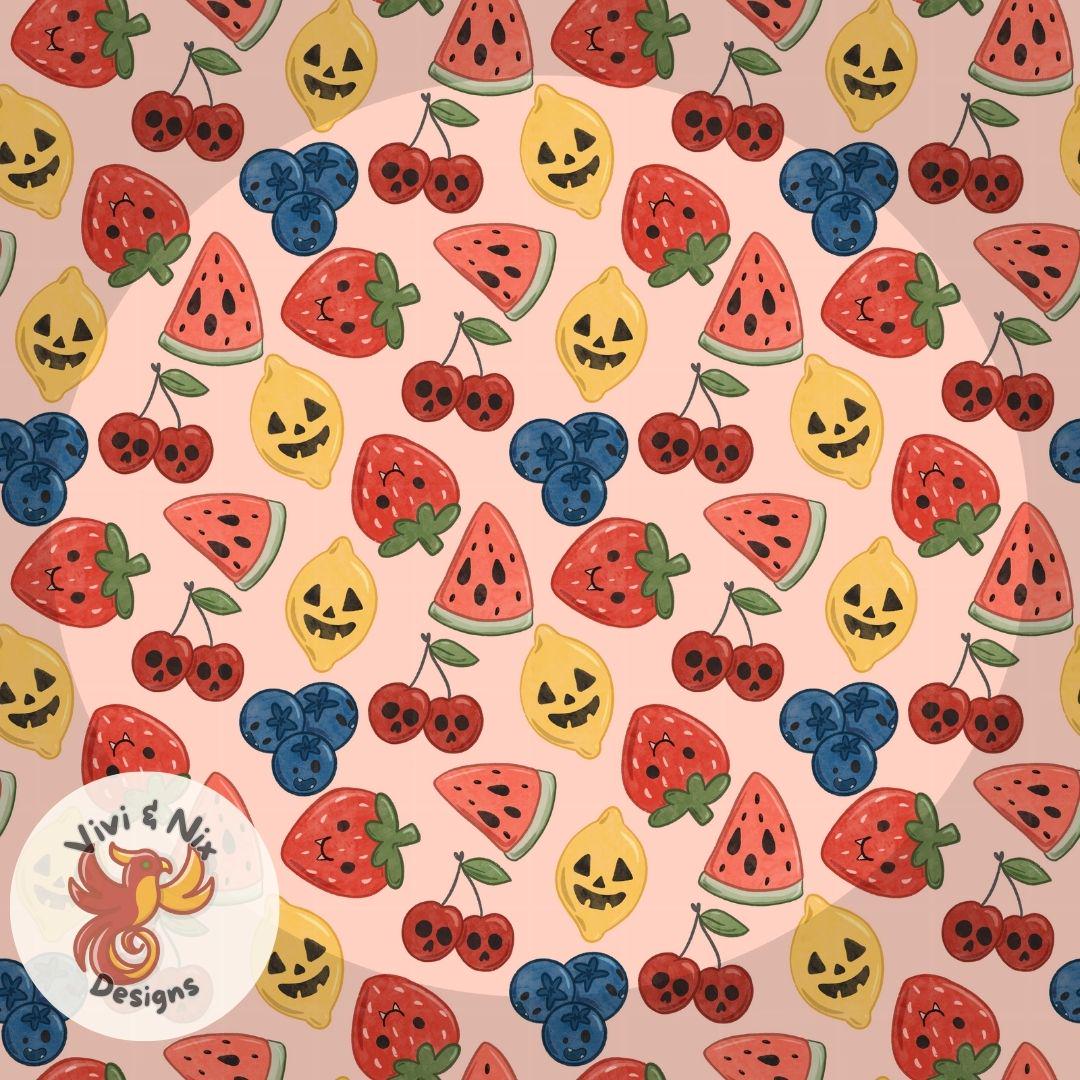 Cute Summerween Fruit Seamless Pattern, Halloween Watercolor Fruit PNG ...