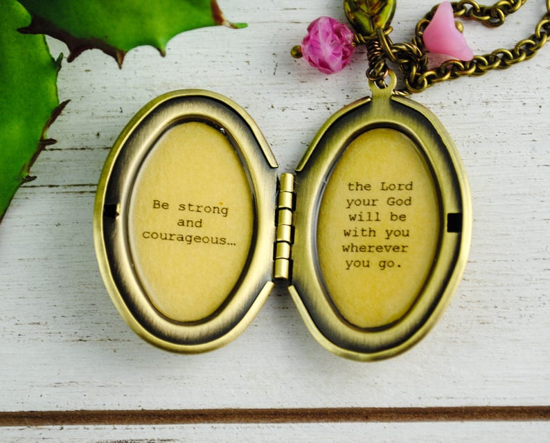Women's Locket Quote Locket Faith Jewelry Be strong Etsy