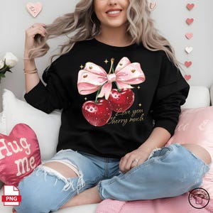 Love You Cherry Much PNG、デジタルダウンロード - ハッピーバレンタインデー png、バレンタイン png、トレンディなバレンタイン png、水彩 png、コケット ボウ png