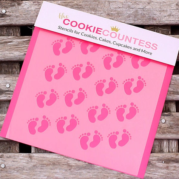 Baby Footprints Cookie Stencil, Baby Shower Sugar Cookie Stencil, Baby Feet Stencil, Cookie Countess Cookie Stencil, Baby Footprints Stencil