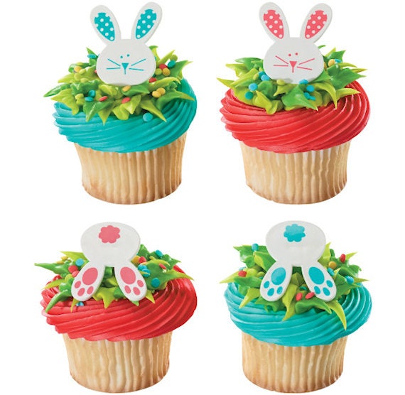 Bunny Cupcake Toppers Bunny Rabbit Cupcake Rings Easter Cupcake