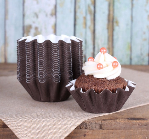 Items similar to Brown Dessert Baking Cups, Free Standing Cupcake Cups