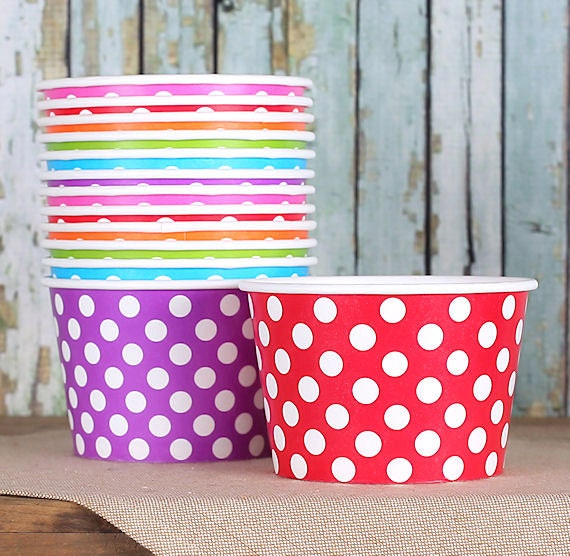 Large Polka Dot Rainbow Ice Cream Cups Rainbow Ice Cream Etsy