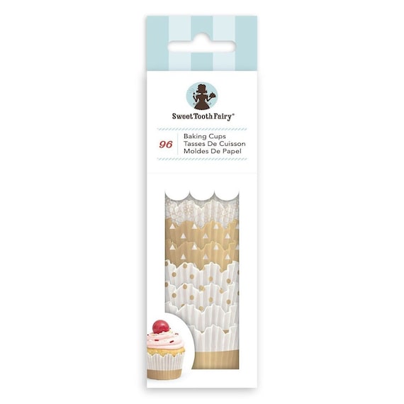 Mini Gold Cupcake Liners, MIni Gold and White Cupcake Liners, Sweet Tooth Fairy Cupcake Liners, Mini Gold Baking Cups Il_570xn