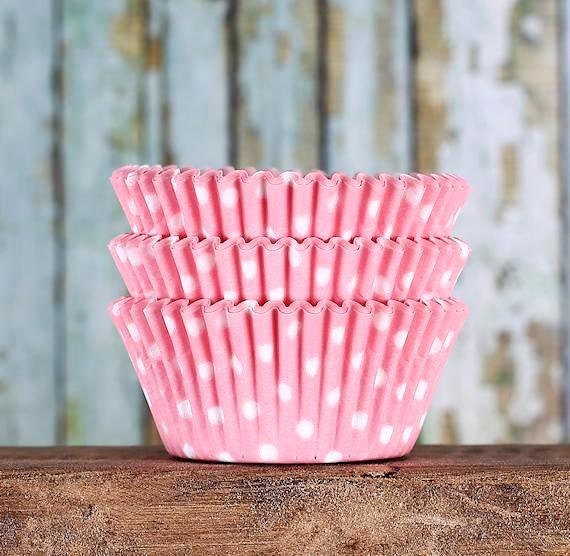 Light Pink Polka Dot Cupcake Liners Pastel Pink Cupcake Etsy