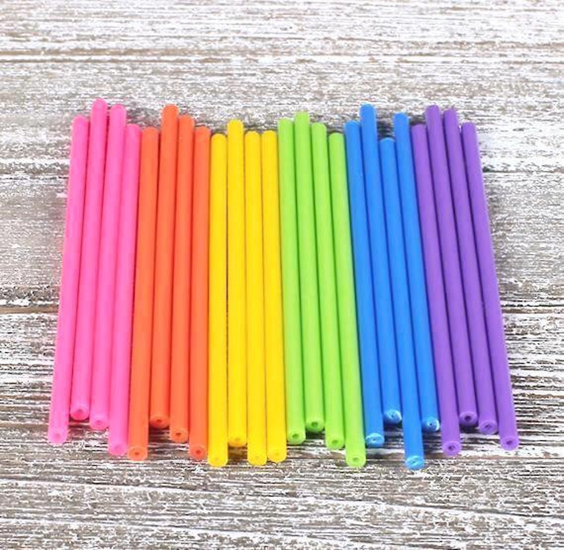 Bulk 4.5 Bright Rainbow Lollipop Sticks Small Rainbow Etsy