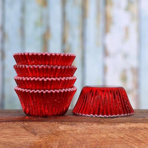 Mini Red Foil Cupcake Liners Mini Red Baking Cups Red Candy Etsy