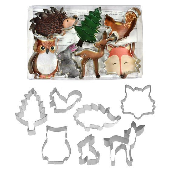 Woodland Cookie Cutters Set: Fox, Owl, Deer, Squirrel, HedgeHog, Bunny and Tree Cookie Cutter Set Il_570xn
