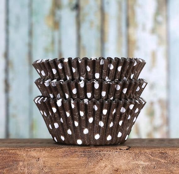 Brown Polka Dot Cupcake Liners Brown Cupcake Liners Brown Etsy