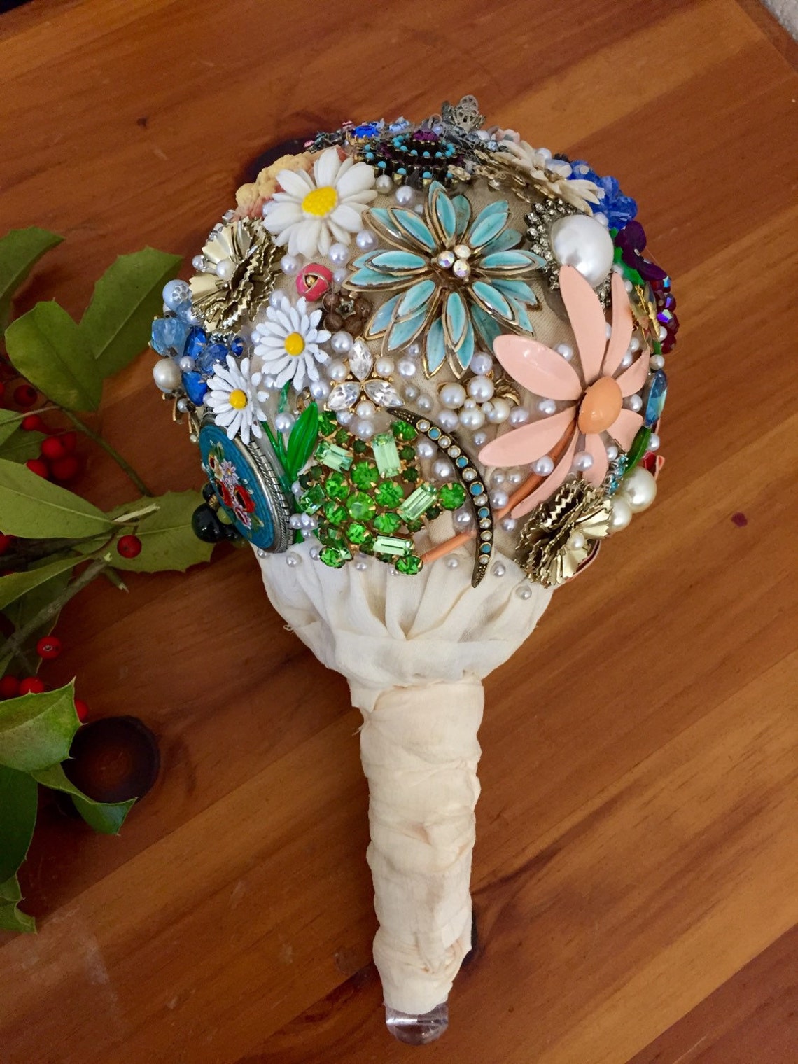 Handmade CUSTOM Vintage Jewelry Bridal Bouquet Small MTO Etsy