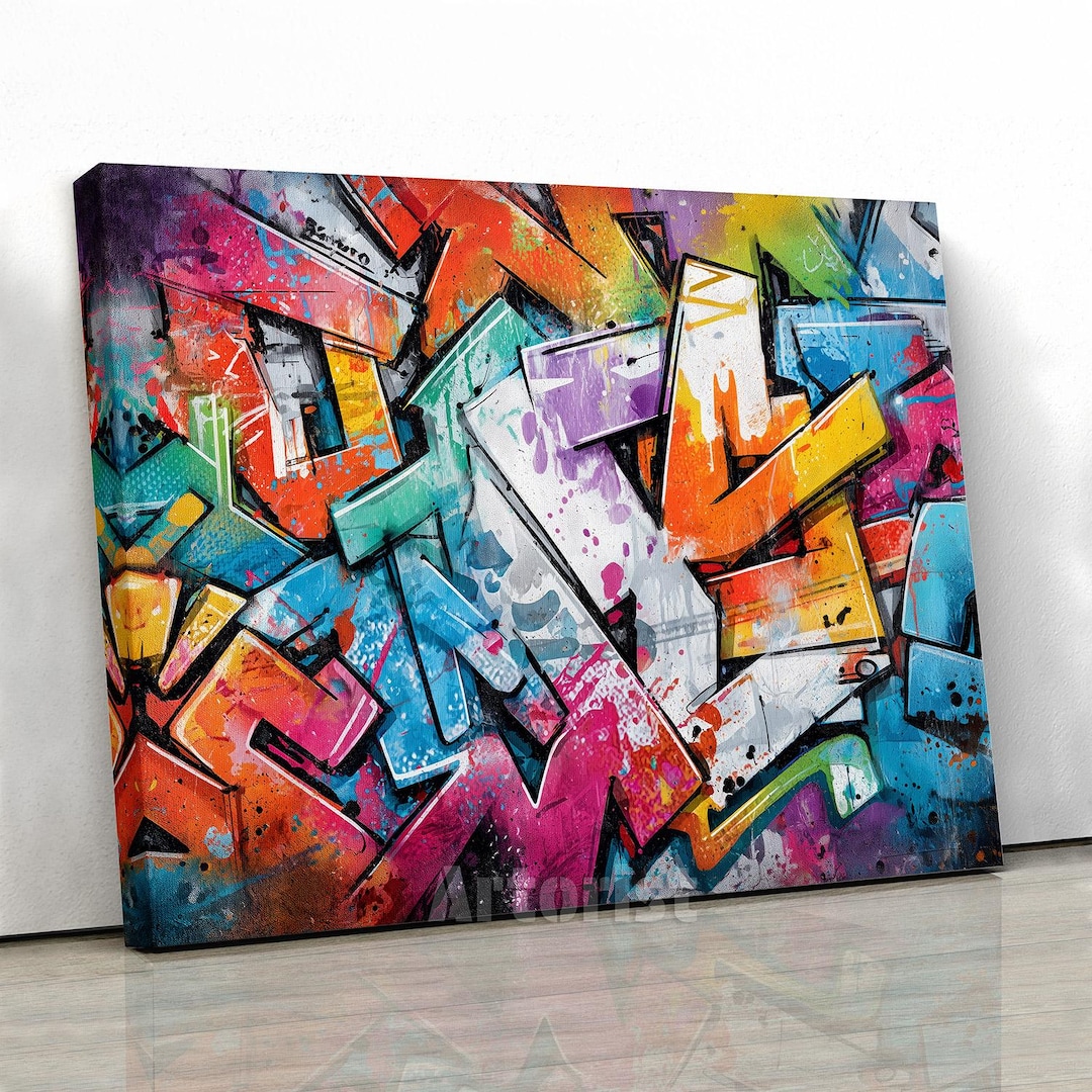 Vibrant Graffiti Street Art Canvas - Bold Urban Wall Decor - Etsy